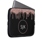 Rose Gold Roush Rosa Glitzer Sparkone Monogramm Laptopschutzhülle (Vorne Rechts)