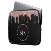 Rose Gold Roush Rosa Glitzer Sparkone Monogramm Laptopschutzhülle (Vorderseite Links)