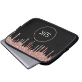 Rose Gold Roush Rosa Glitzer Sparkone Monogramm Laptopschutzhülle (Vorne Knopf)
