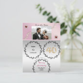 Rose Gold Ruby 40 Jahre Jubiläum Save the Date Postkarte (Stehend Vorderseite)
