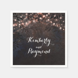 Rose Gold Rustic Country Night Wedding Serviette