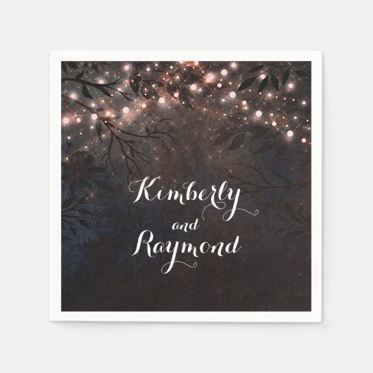 Rose Gold Rustic Country Night Wedding Serviette (Vorderseite)