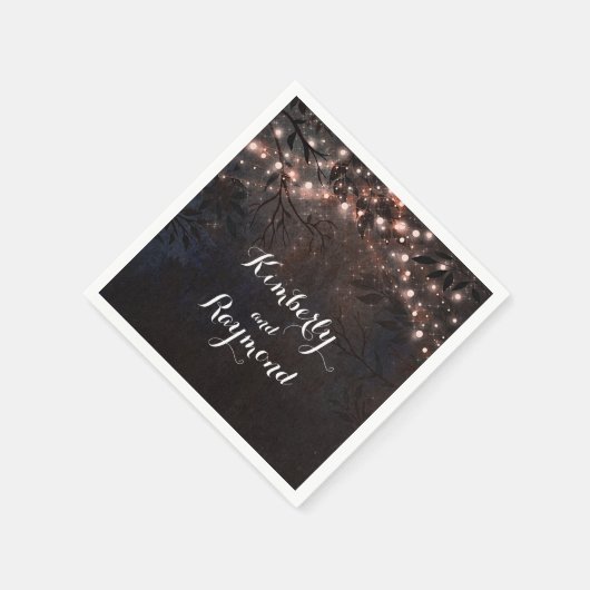 Rose Gold Rustic Country Night Wedding Serviette (Ecke)