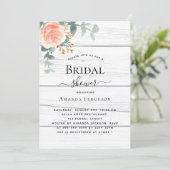 Rose Gold, rustikal, weißes Brautparty Einladung (Stehend Vorderseite)