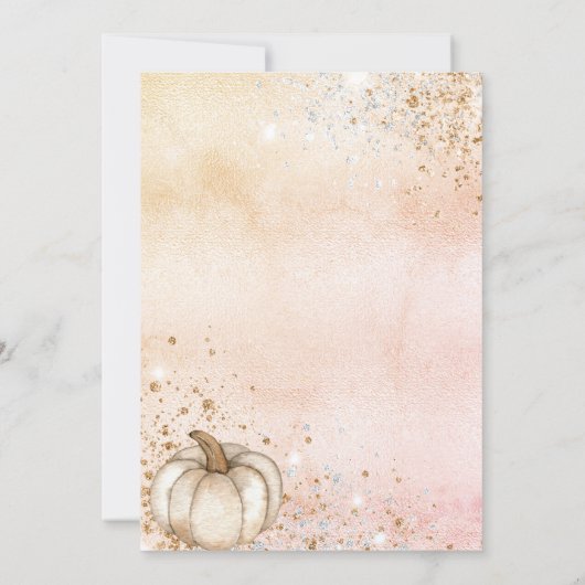 Rose Gold rustikale Kürbis Erntedank Abendessen Einladung (Rückseite)