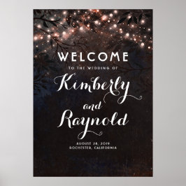 Rose Gold Rustikaler Treppenhochzeit Begrüßungszei Poster