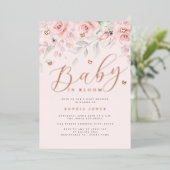 Rose Gold Sage Blumenschmetterling Baby im Blut Folieneinladung (Stehend vorne)