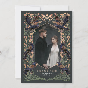 Rose Gold Sage Verzauberte Gothic Raven Hochzeit  Dankeskarte