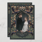Rose Gold Sage Verzauberte Gothic Raven Wedding Dankeskarte (Vorne/Hinten)