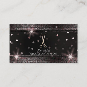 Rose Gold Salon Friseur Schere Pinke Pailletten Visitenkarte