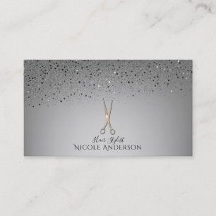 Rose Gold Salon Friseurschere Grauer Glitter Visitenkarte