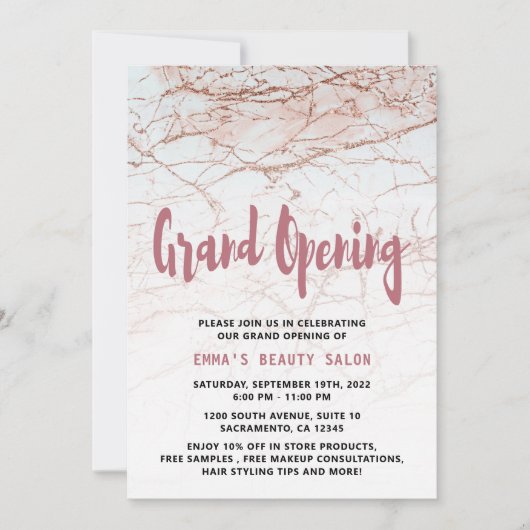 Rose Gold Salon Grand Opening Einladung (Vorderseite)