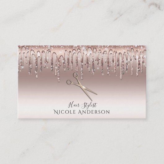 Rose Gold Salon Haare Stylistische Schere Rosa Gli Visitenkarte (Vorderseite)
