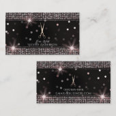 Rose Gold Salon Stylist Scheren Pink Sequin Visitenkarte (Vorne/Hinten)