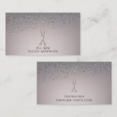 Rose Gold Salon Stylist Scheren Rosa Grau Glitzer Visitenkarte (Vorne/Hinten)