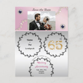Rose Gold Saphir 65 Jahre Jubiläum Save the Date Postkarte