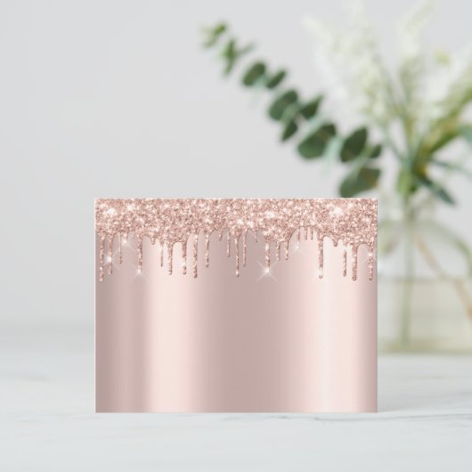 Rose Gold Sark Tropfen Minimal einfach Glam Ankündigungspostkarte (Stehend Vorderseite)