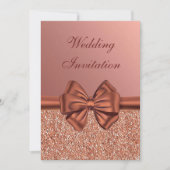 Rose Gold Satin Bow - Hochzeit Einladung (Vorderseite)