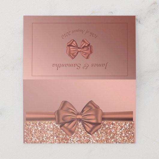 Rose Gold Satin Bow - Platzkarte (Außenseite Aufgefaltet)
