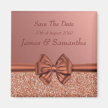 Rose Gold Satin Bow - Save the Date
