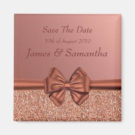Rose Gold Satin Bow - Save the Date Magnet
