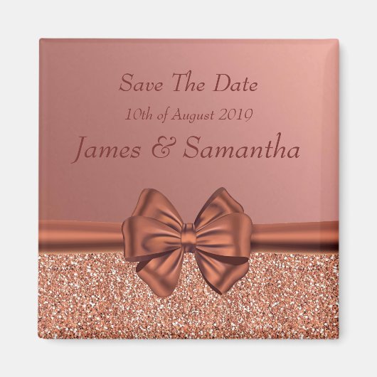 Rose Gold Satin Bow - Save the Date Magnet (Vorne)