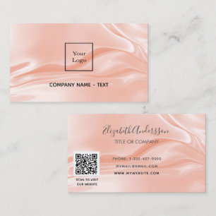 Rose Gold Satin Seide Elegantes QR-Logo Visitenkarte