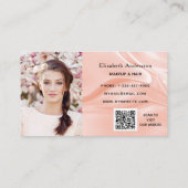 Rose Gold Satin Seide Foto elegant QR-Code Visitenkarte (Rückseite)