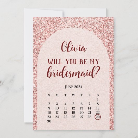 Rose Gold Save The Date Bridesmaid Proposal Card Einladung (Vorderseite)