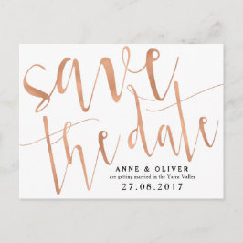 Rose Gold Save the Date Postkarte Rustikal