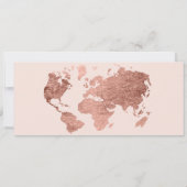 Rose Gold Save the Date Weltkarte Boarding Pass (Rückseite)