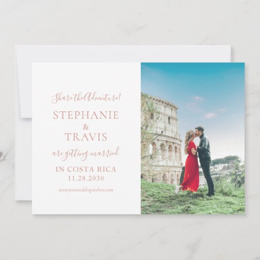 Rose Gold Save the Date World Map Ziel (Rückseite)