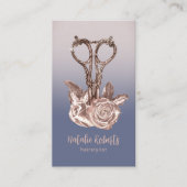 Rose Gold Schere Lila Haar Stylist Salon Visitenkarte (Vorderseite)