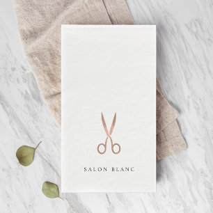 Rose-Gold-Schere Name des Friseursalons Serviette