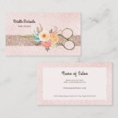 Rose Gold Scheren Elegantes Blumenhaar Stylist Visitenkarte (Vorne/Hinten)