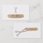 Rose Gold Scheren Peach Glitzer Chic Haare Stylist Visitenkarte (Vorne/Hinten)