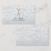 Rose Gold Scheren Weißer Glitzer Chic Haare Stylis Visitenkarte (Vorne/Hinten)