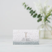 Rose Gold Scheren Weißer Glitzer Haarstylistin Visitenkarte (Stehend Vorderseite)