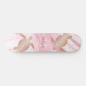 Rose Gold Schildkröte Rosa Marmor Tinte Ihren Name Skateboard (Horizontal)