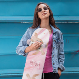 Rose Gold Schildkröte Rosa Marmor Tinte Ihren Name Skateboard