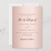 Rose Gold schlichte QR-Code UAWG Hochzeit Einladung (Vorderseite)