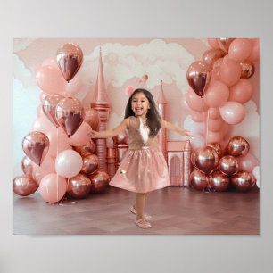 Rose Gold Schloss Ballons Fotografie Hintergrund Poster