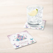 Rose Gold Schmetterlinge Gown Quinceanera Rechteckiger Pappuntersetzer (Vor Ort)