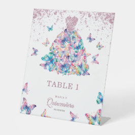 Rose Gold Schmetterlinge Gown Quinceanera Sockelschild