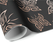 Rose Gold Schmetterlinge schwarzer Hintergrund Geschenkpapier (Rolleneckpunkt)