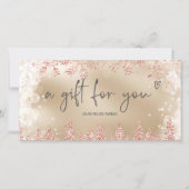 Rose Gold-Schnee-Pinien-Logo-Geschenkgutschein (Vorderseite)
