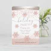 Rose Gold Schneeflocken Corporate Holiday Party Einladung (Stehend Vorderseite)