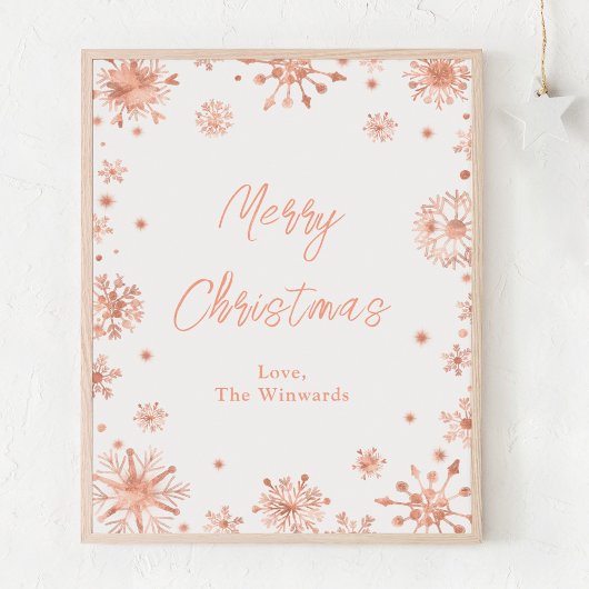Rose Gold Schneeflocken Frohe Weihnachten Poster