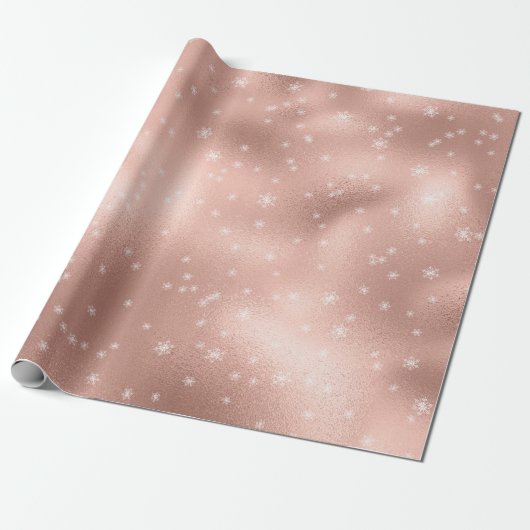 Rose-Gold-Schneeflocken Geschenkpapier (Ungerollt)