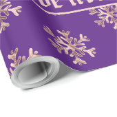 Rose Gold Schneeflocken Muster Lila Weihnachten Geschenkpapier (Rolleneckpunkt)